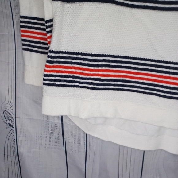 Tommy Hilfiger White Striped Nautical Preppy  Long Sleeve Lightweight Sweater - Picture 5 of 11